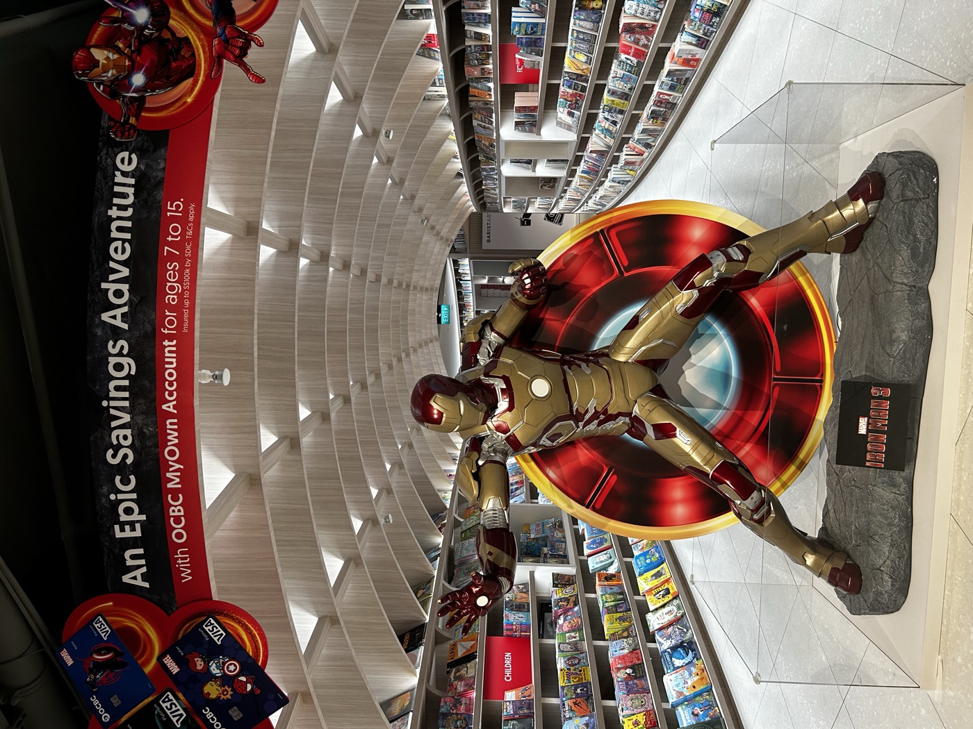 An Epic Savings Adventure in-store activation for OCBC MyOwn Account, featuring an Iron Man display