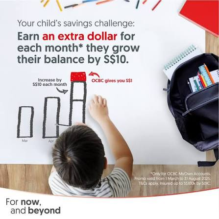 Your Child's Savings Challenge creative: OCBC matches S$10 for every extra S$10 the child saves each month